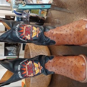 Ostrich & Leather Western Boots